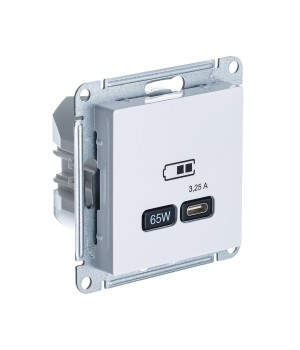 SE AtlasDesign Белый USB Розетка тип-C 65W высокоскор.заряд. QC, PD, мех.