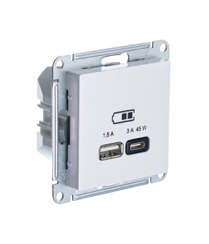 SE AtlasDesign Жемчуг USB Розетка A + тип-C 45W высокоскор.заряд. QC,PD, мех.