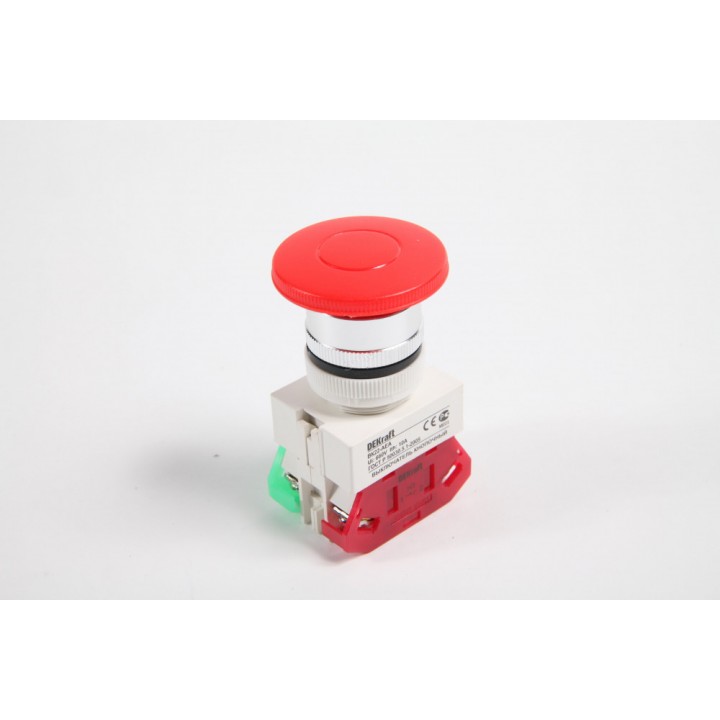 DEKraft ВK-22 Красный Выключатель кнопочный грибок с фикс. AE D=22мм 1з+1р (1НО+1НЗ) 220В