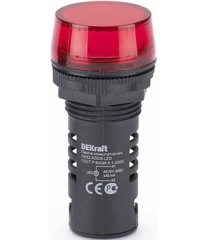 DEKraft ЛK-22 Красная Лампа LED коммутаторная ADDS D=22мм 220В AC/DC