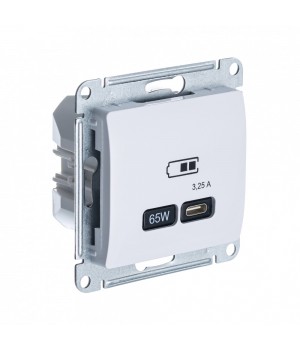 SE Glossa Белый USB Розетка тип-С 65W высокоскор.заряд. QC, PD, мех.