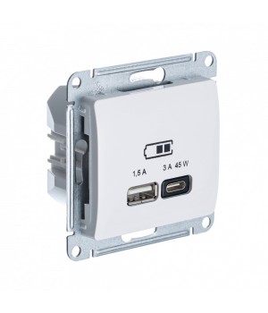 SE Glossa Беж USB Розетка A + тип-C 45W высокоскор.заряд. QC, PD, мех.
