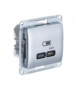 SE Glossa Алюминий USB Розетка тип-C 65W высокоскор.заряд. QC, PD, мех.
