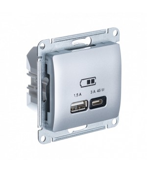SE Glossa Алюминий USB Розетка A + тип-C 45W высокоскор.заряд. QC, PD, мех.