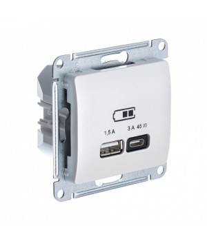 SE Glossa Перламутр USB Розетка A + тип-C 45W высокоскор.заряд. QC, PD, мех.
