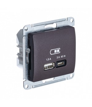 SE Glossa Шоколад USB Розетка A + тип-C 45W высокоскор.заряд. QC, PD, мех.