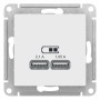 Systeme Electric AtlasDesign Лотос Розетка USB A+A, 5В/2,1 А, 2х5В/1,05 А, механизм