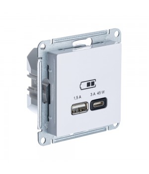 Systeme Electric AtlasDesign Лотос Розетка USB A + тип-C 45Вт высокоскор.заряд. QC, PD, механизм
