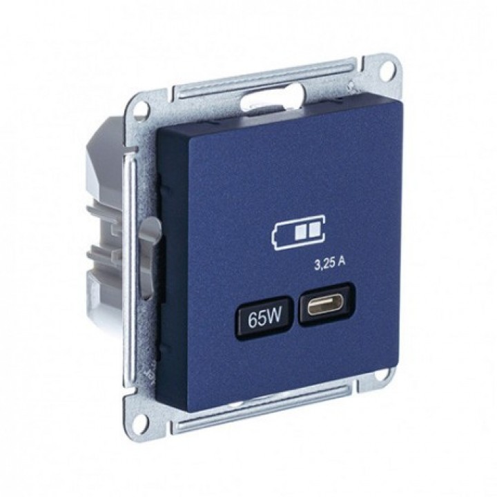 SE AtlasDesign Аквамарин Розетка USB тип-C 65Вт высокоскор.заряд. QC,PD, механизм