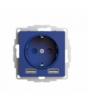 SE AtlasDesign Аквамарин Розетка 16А c 2 USB A+A, 5В/2,4А, 2х5В/1,2А, механизм