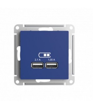 SE AtlasDesign Аквамарин Розетка USB A+A, 5В/2,1 А, 2х5В/1,05 А, механизм