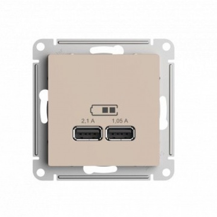 SE AtlasDesign Песочный Розетка USB A+A, 5В/2,1 А, 2х5В/1,05 А, механизм